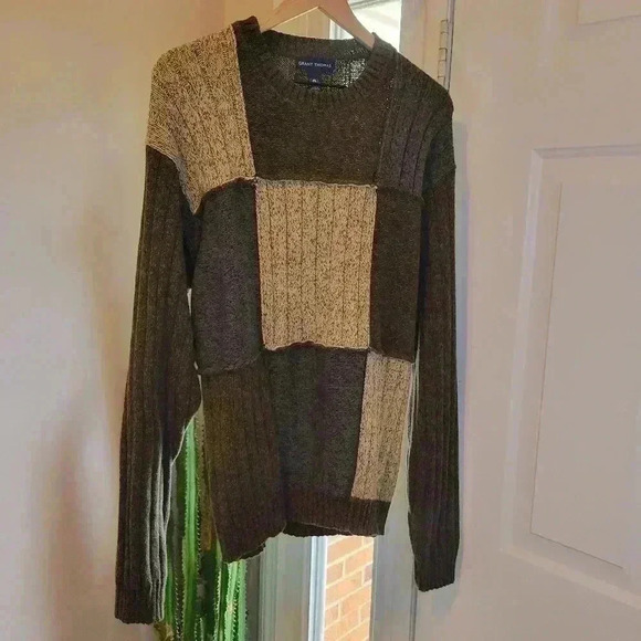 Grant Thomas 100% Cotton Grandpa Block Longsleeve Sweater, Size‎ L Soft Cozy - Picture 3 of 8